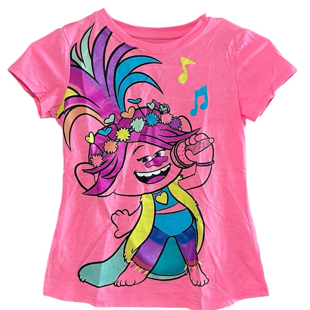 USED Youth 7/8 Dreamworks Pink Poppy Troll T-shirt